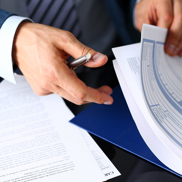 lawyer looking at paperwork
